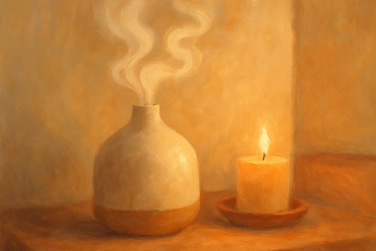 Essential Oil Diffusers — generic home fragrance editorial illustration